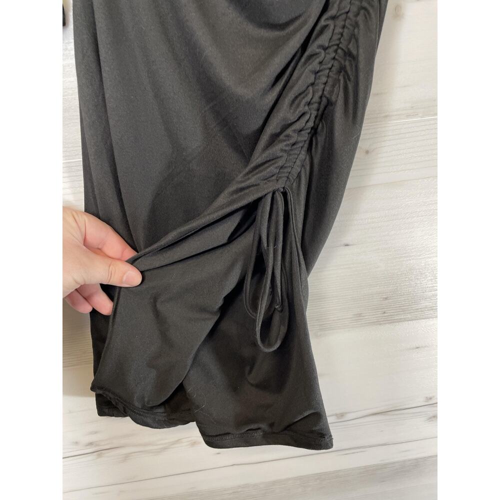 Fashion Nova Dress Womens Large Black Elena Double Lined Cowl Ruched Mini Party - Picture 5 of 13